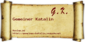 Gemeiner Katalin névjegykártya